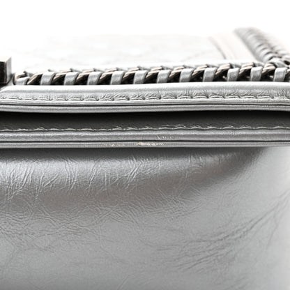 Chanel Metallic Aged Calfskin Quilted Medium Top Handle Boy Flap Silver 11 of 11