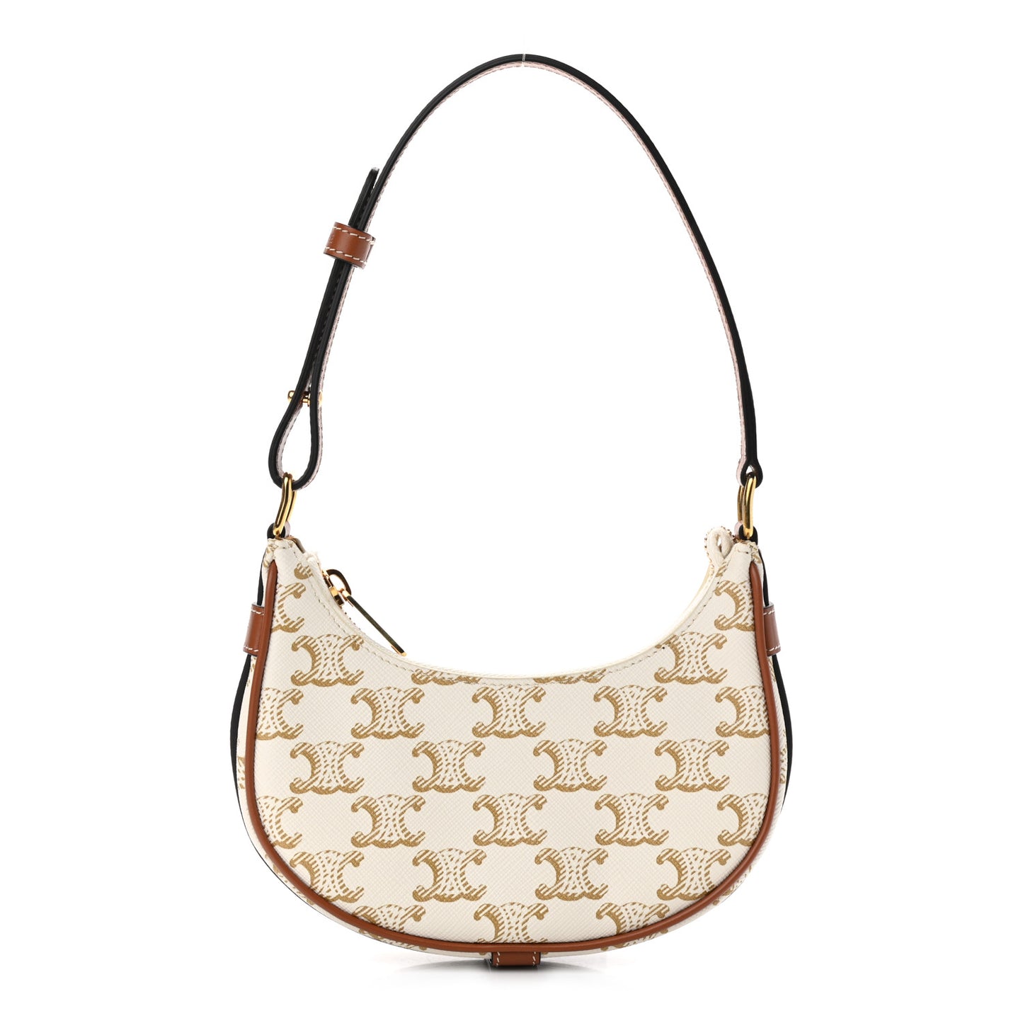 Canvas Calfskin Mini Ava Triomphe Shoulder Bag White