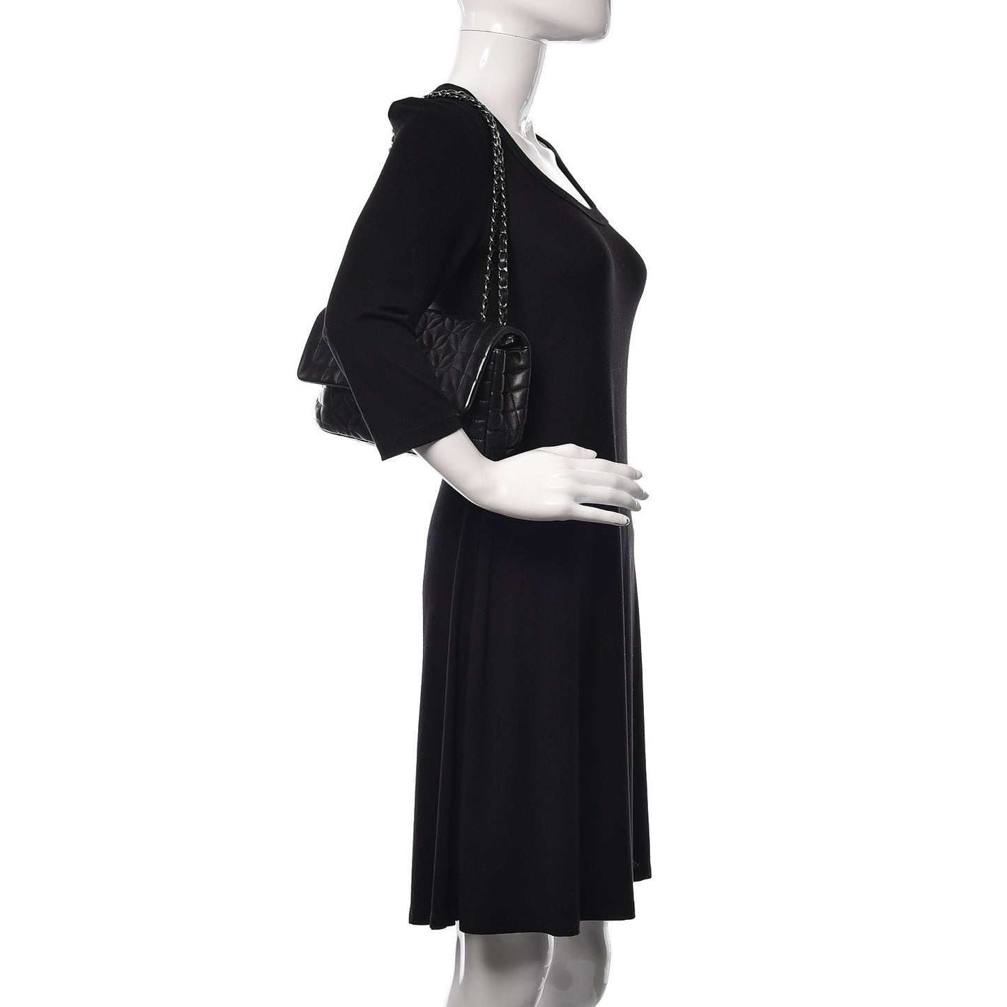 Lambskin Quilted Lady Graphic Flap Black