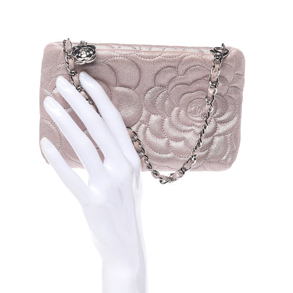 Chanel Metallic Goatskin Camellia Embossed Clutch Bag Pink 2 of 8