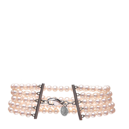 Tiffany Sterling Silver Pearl 4.5mm Ziegfeld 5 Strand Bracelet 3 of 6