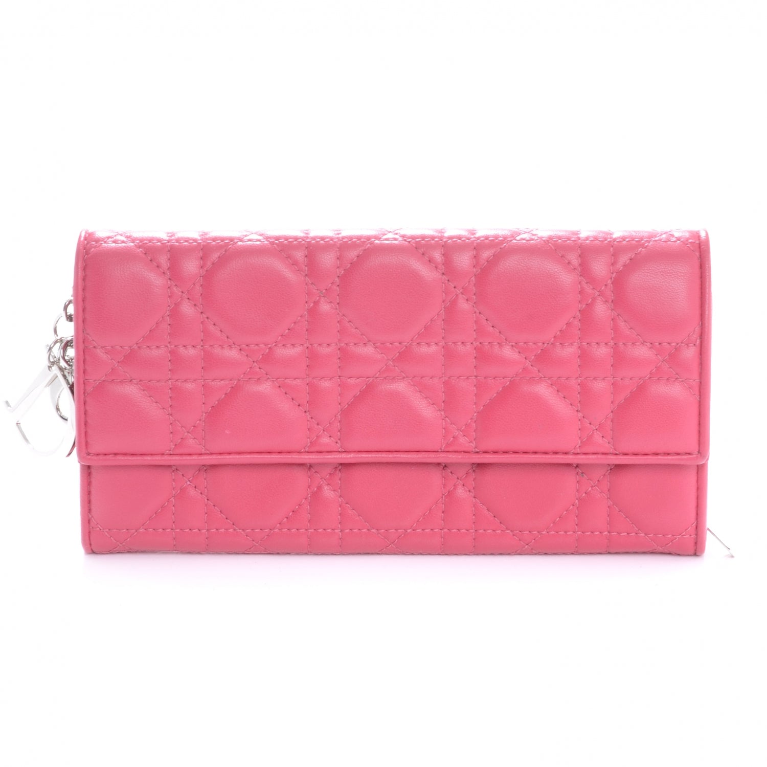 Christian Dior Lambskin Cannage Lady Dior Charm Wallet Pink 1 of 8