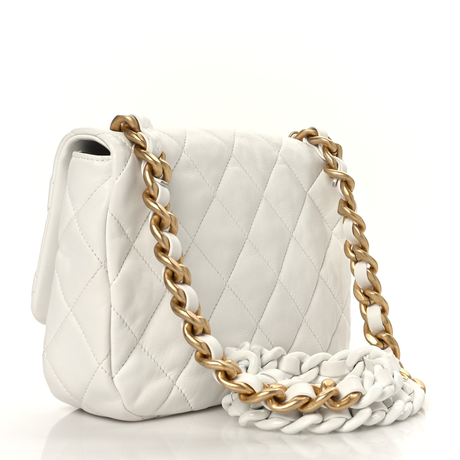 Chanel Lambskin Quilted Small Lacquered Chain Flap White 2 of 8
