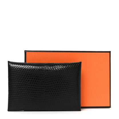 Hermes Lizard Calvi Card Case Black 8 of 8