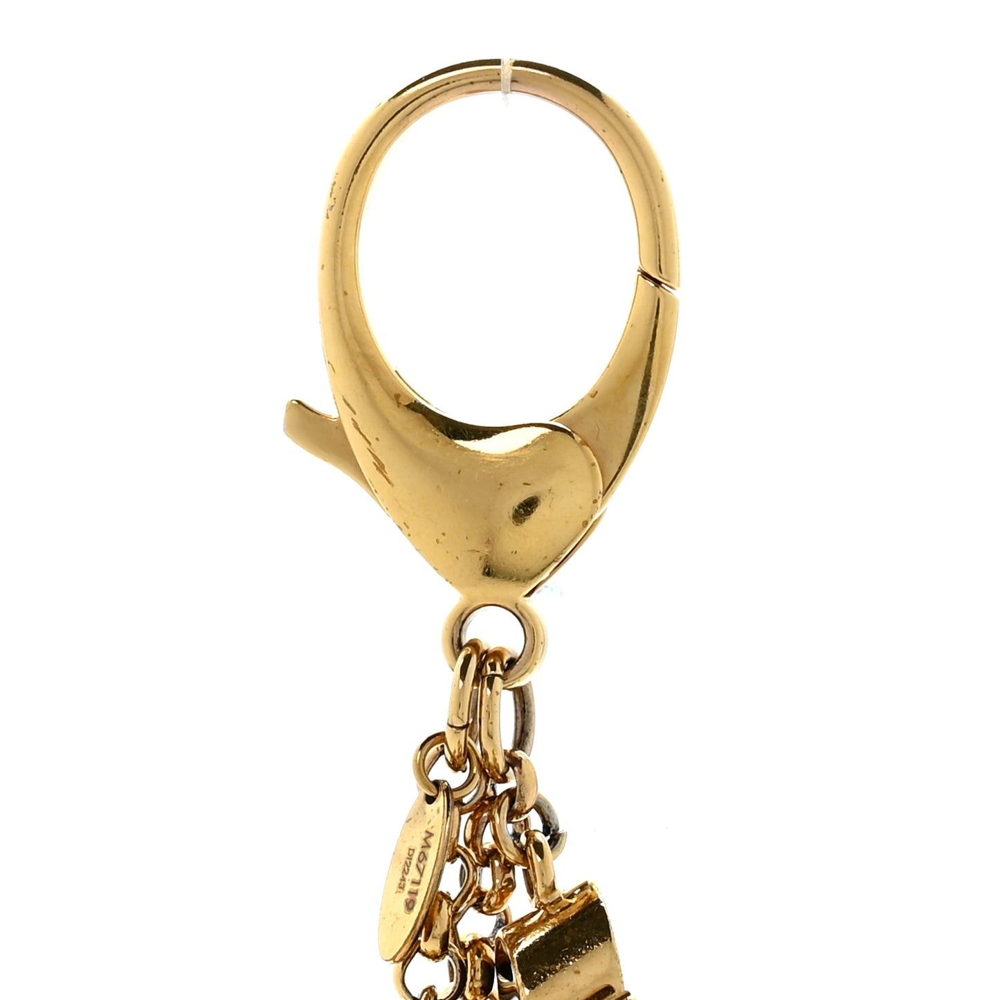 Metal Enamel Fleur De Monogram Bag Charm Dore