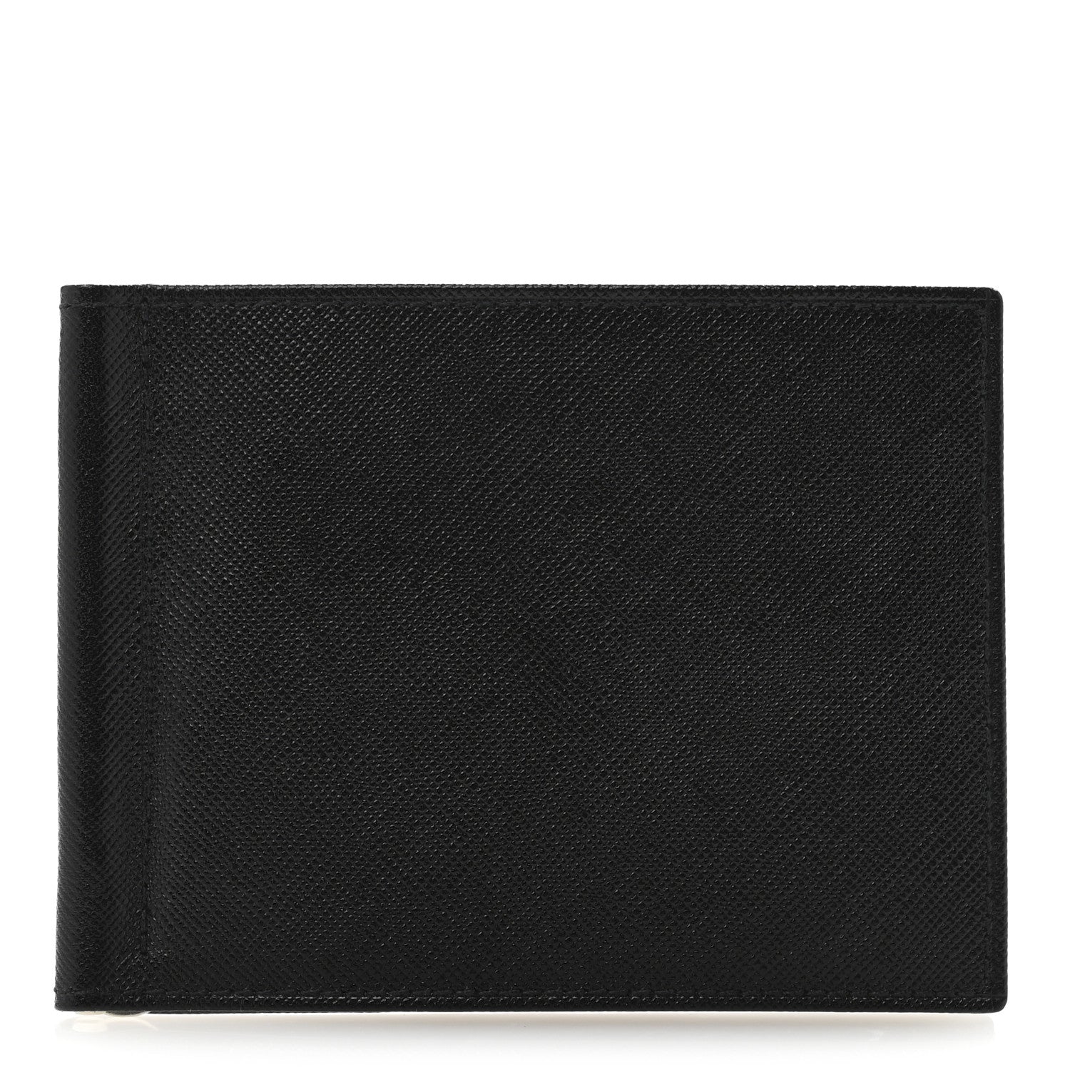 Prada Saffiano Money Clip Bi-Fold Wallet Black 1 of 10