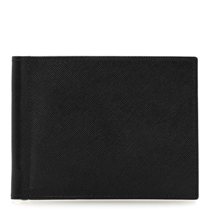 Prada Saffiano Money Clip Bi-Fold Wallet Black 1 of 10