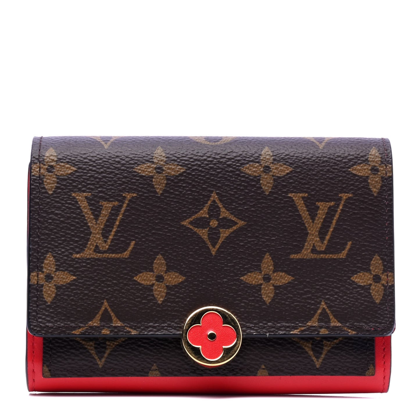 Monogram Flore Compact Wallet Coquelicot