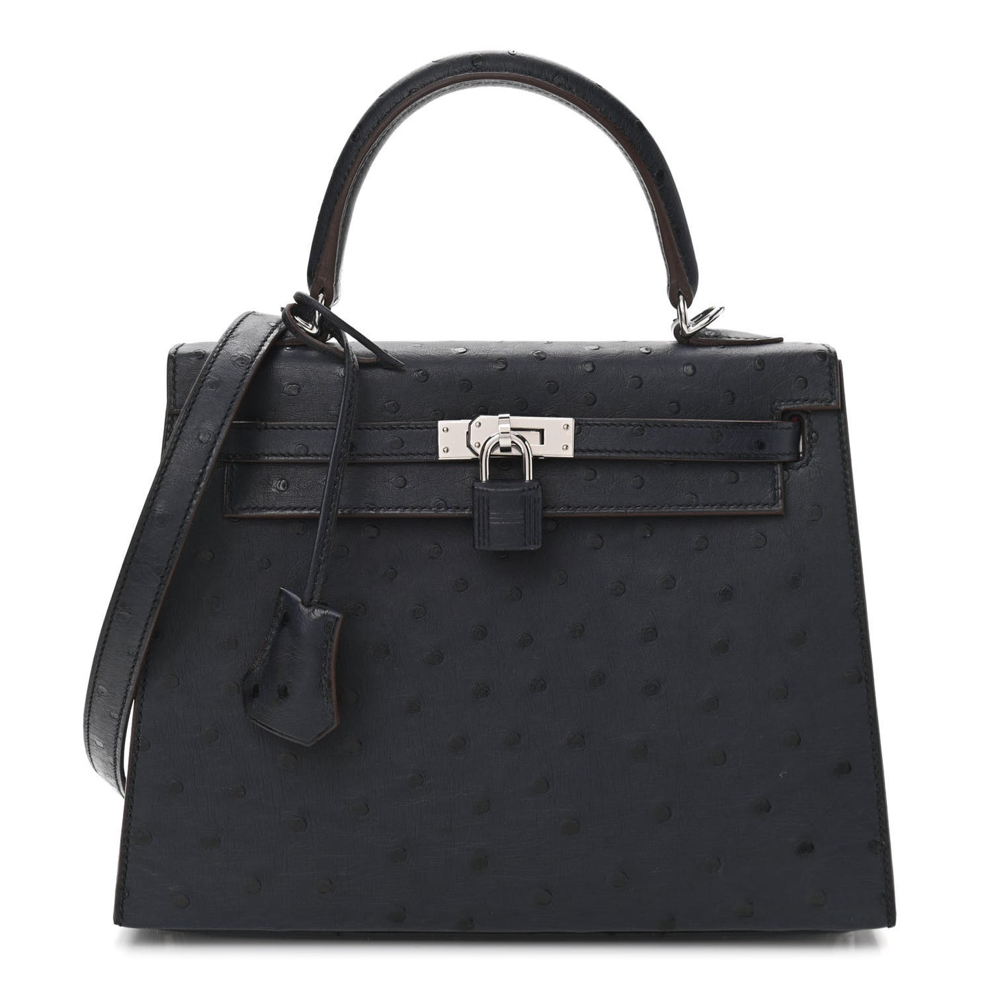 Ostrich Horseshoe Kelly Sellier 25 Bleu Indigo Rose Tyrien