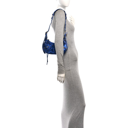 Balenciaga Metallic Arena Agneau Le Cagole Shoulder Bag XS Blue 2 of 11