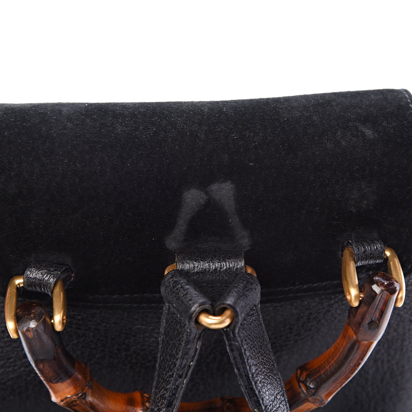 Calfskin Suede Bamboo Backpack Black