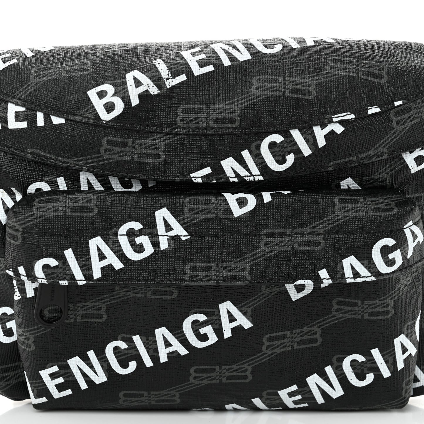 Coated Canvas BB Monogram Allover Logo Medium Signature Beltpack Black Grey White