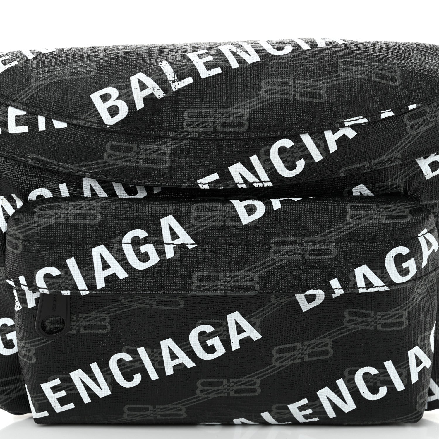 Balenciaga Coated Canvas BB Monogram Allover Logo Medium Signature Beltpack Black Grey White Black Grey White 8 of 10