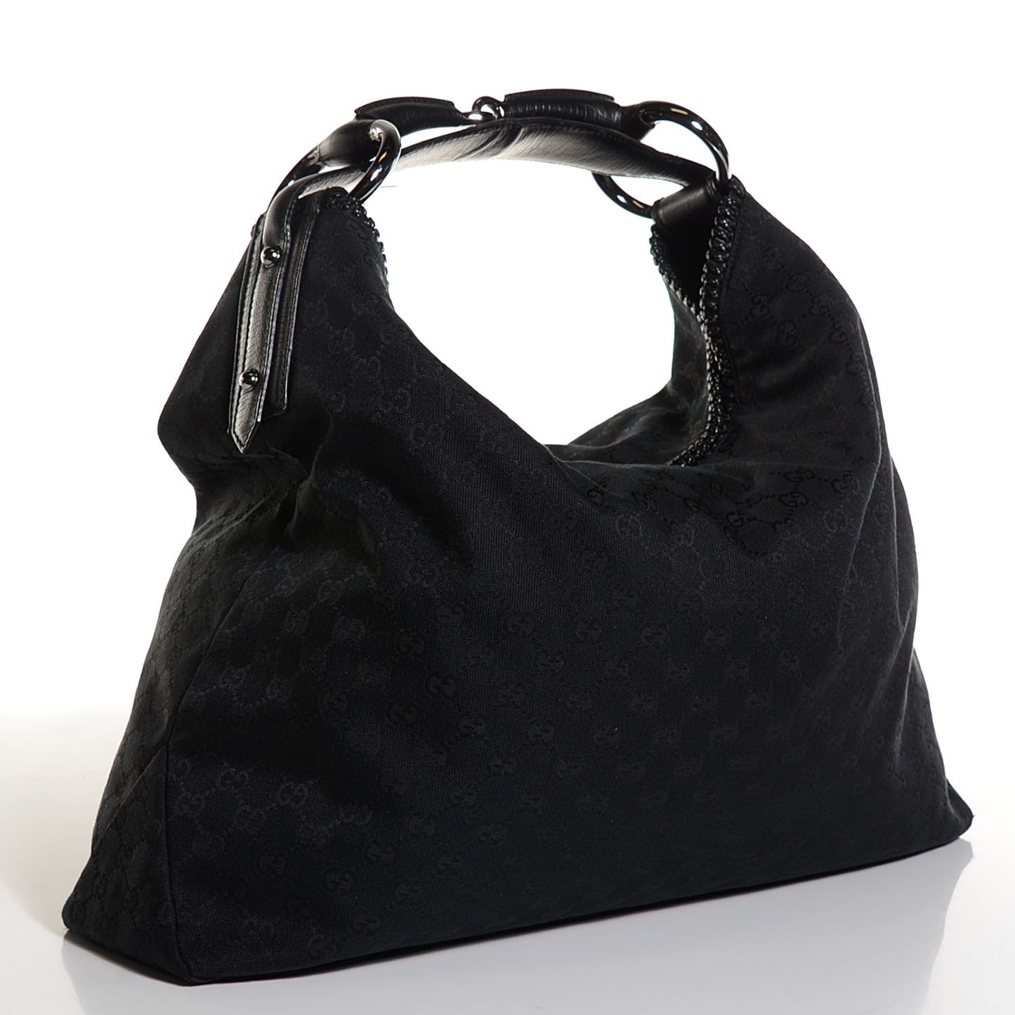 Monogram Large Horsebit Chain Hobo Black