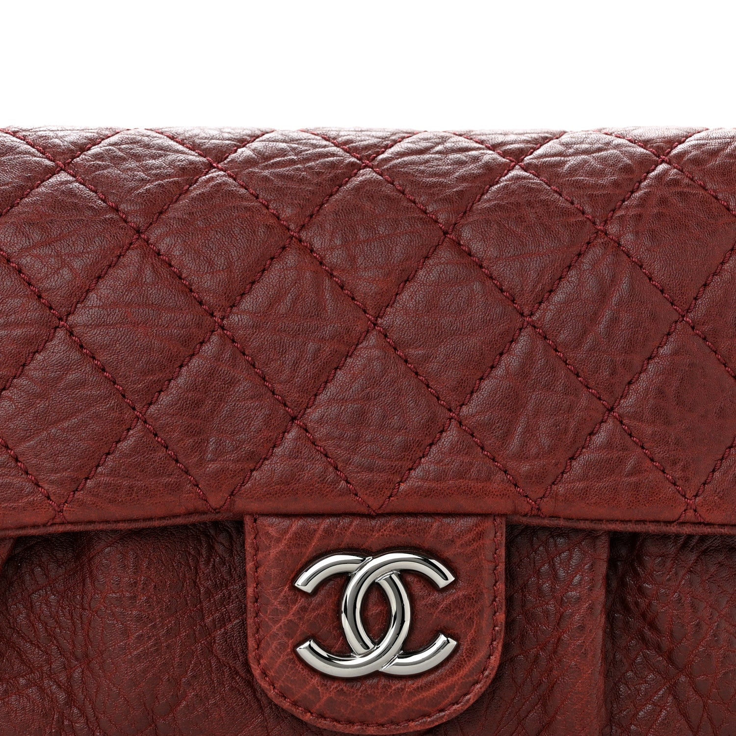 Chanel Distressed Lambskin Lady Braid Flap Burgundy 8 of 12