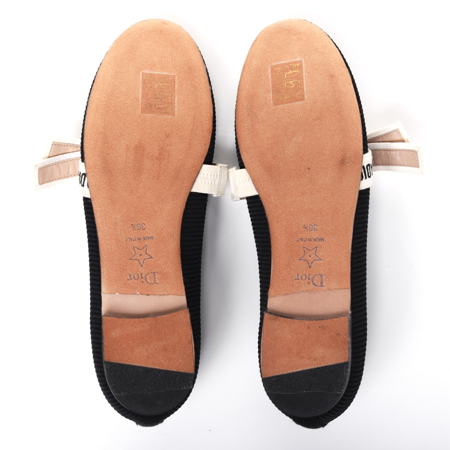 Christian Dior Fabric Ribbon Embroidered J'Adior Ballet Flats 36.5 Black 5 of 11