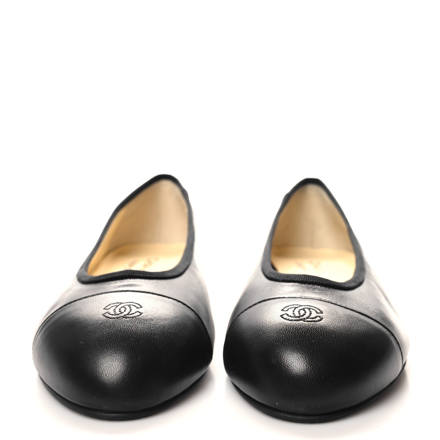 Chanel Lambskin Cap Toe CC Uniform Ballerina Flats 38 Black 2 of 7