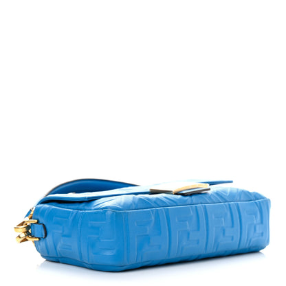 Fendi Nappa FF 1974 Embossed Baguette Blue Royal 4 of 15