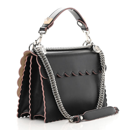 Fendi Vitello Liberty Pearl Bi-Color Flowers and Bow Scalloped Studded Kan I Shoulder Bag Black Soap 3 of 12