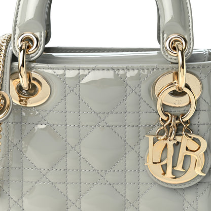 Christian Dior Patent Cannage Mini Lady Dior Grey Stone 8 of 10