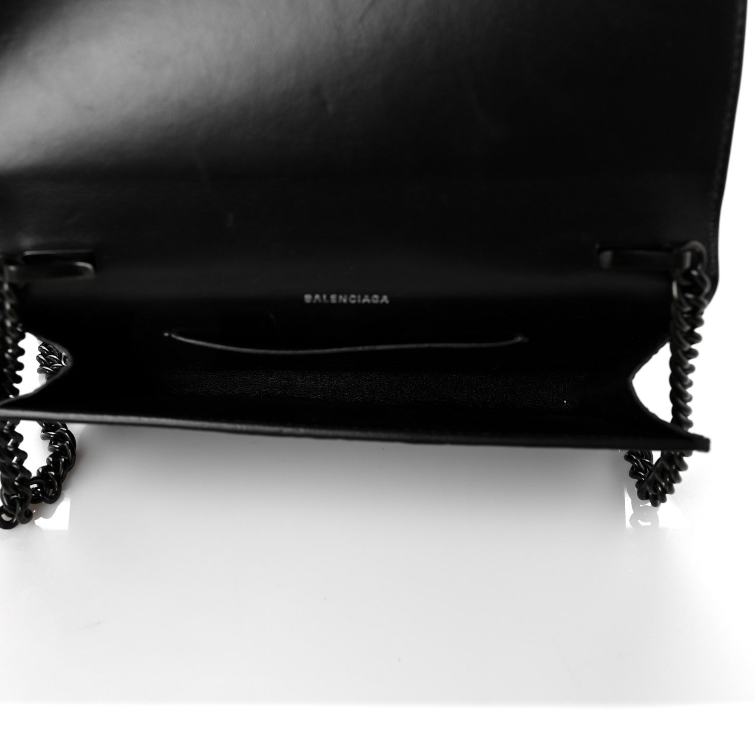Balenciaga Shiny Calfskin Crocodile Embossed BB Phone Holder Wallet On Chain Black 4 of 8