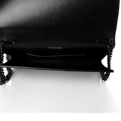 Balenciaga Shiny Calfskin Crocodile Embossed BB Phone Holder Wallet On Chain Black 4 of 8