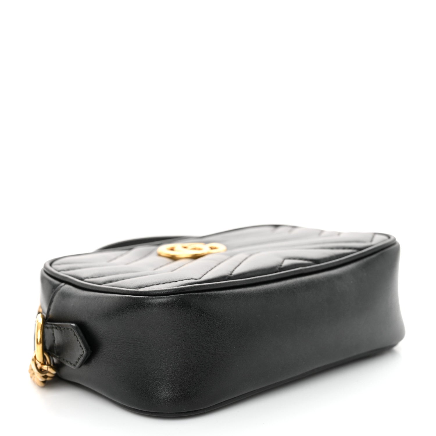 Gucci Calfskin Matelasse Mini GG Marmont Chain Shoulder Bag Black 3 of 10