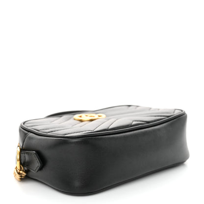 Gucci Calfskin Matelasse Mini GG Marmont Chain Shoulder Bag Black 3 of 10