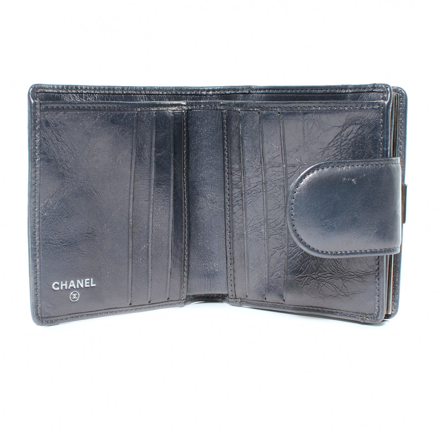 Calfskin Quilted Cambon Bi-Fold Wallet Black