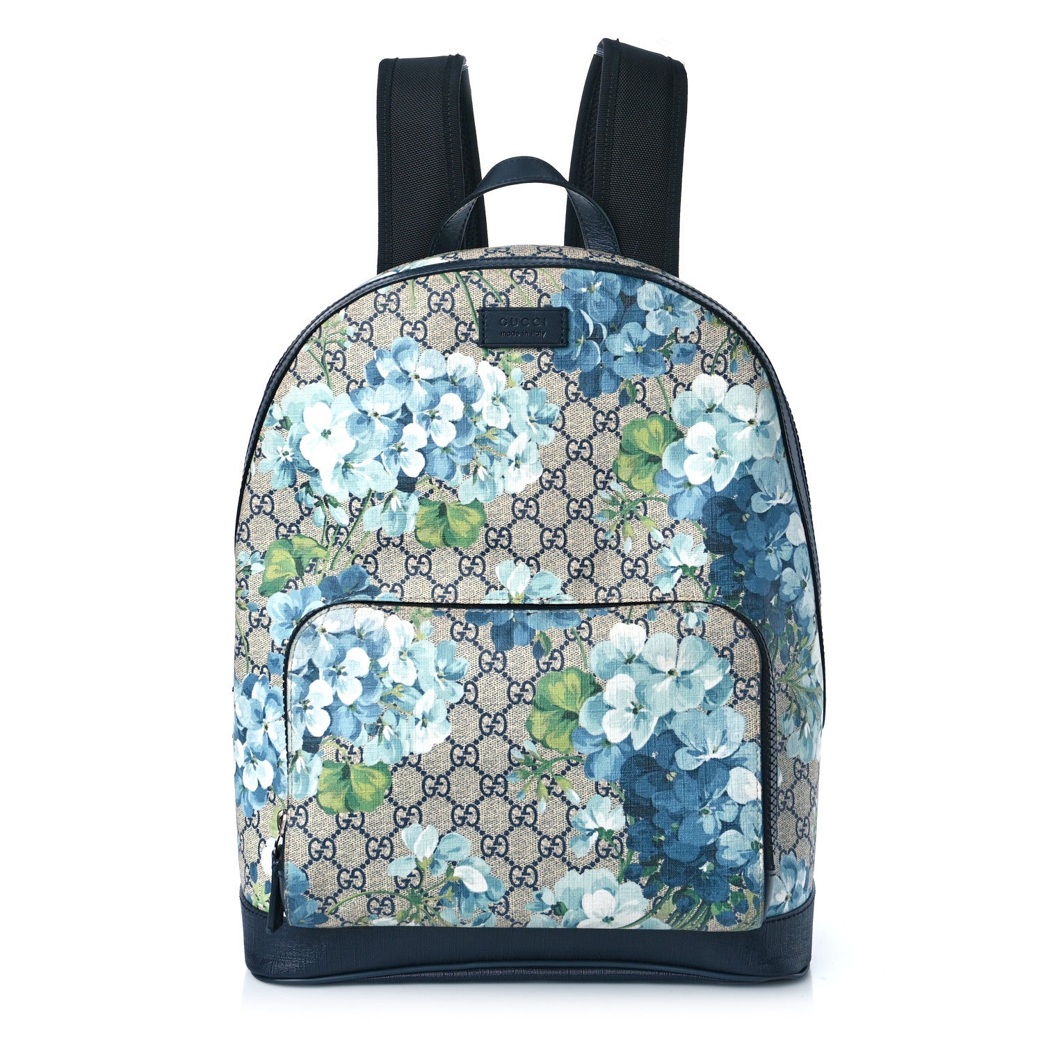 Gucci GG Supreme Monogram Blooms Medium Day Backpack Beige Blue Navy 1 of 9