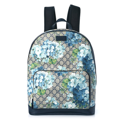 Gucci GG Supreme Monogram Blooms Medium Day Backpack Beige Blue Navy 1 of 9