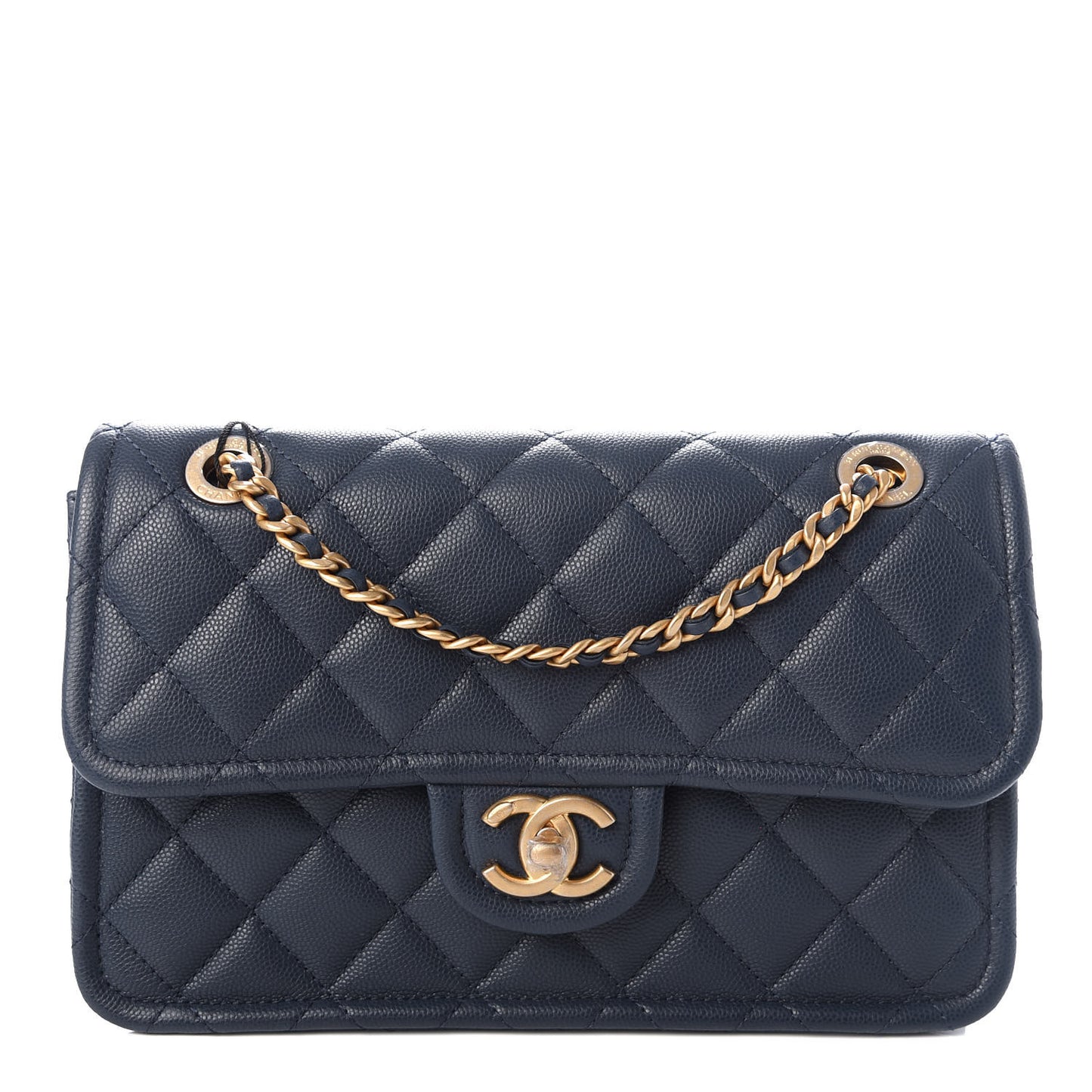 Caviar Quilted Medium Sweet Classic Flap Navy Blue