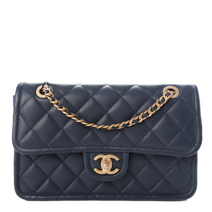 Chanel Caviar Quilted Medium Sweet Classic Flap Navy Blue 1 of 9