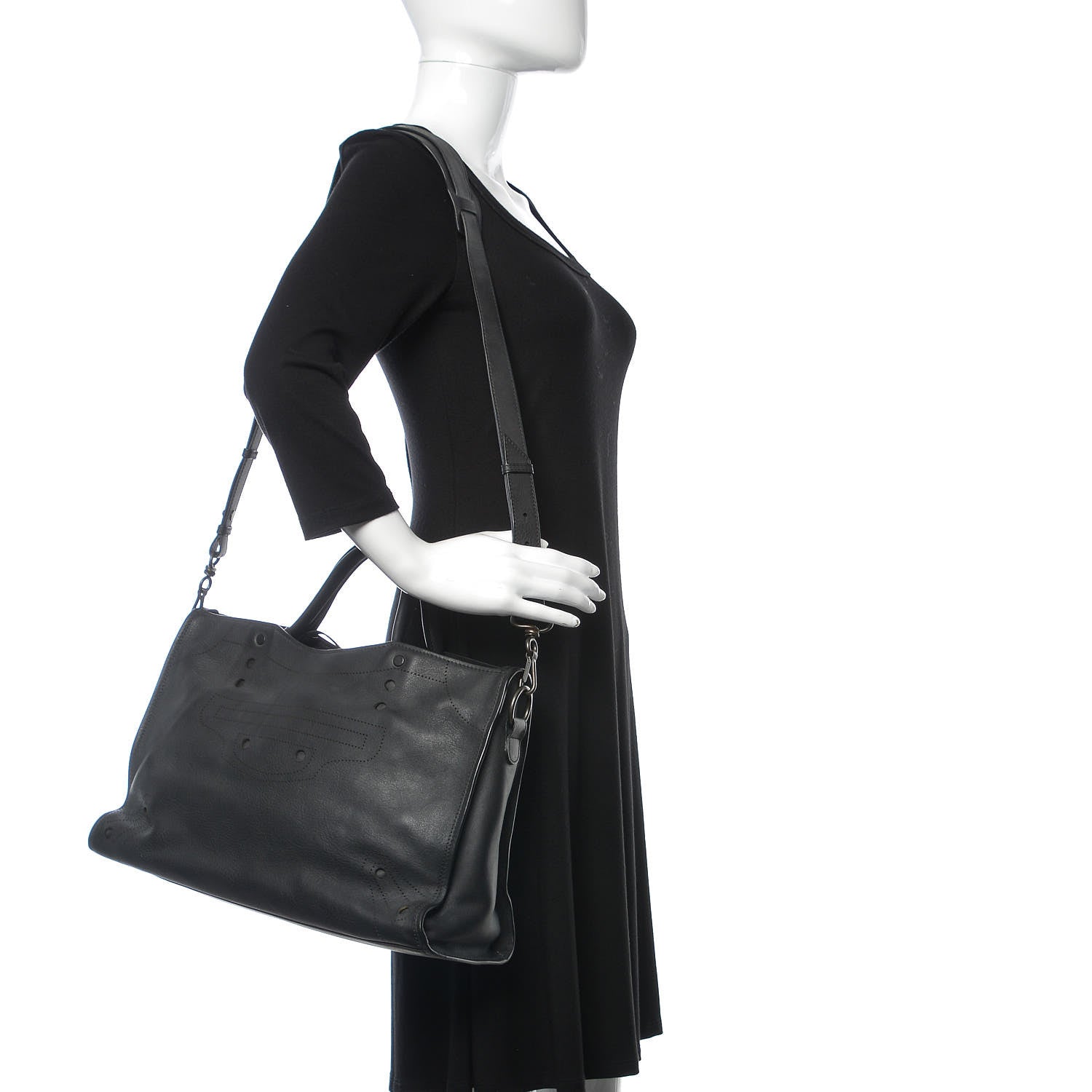 Balenciaga Veau Soyeux Perforated Blackout Hardware City Black 2 of 10