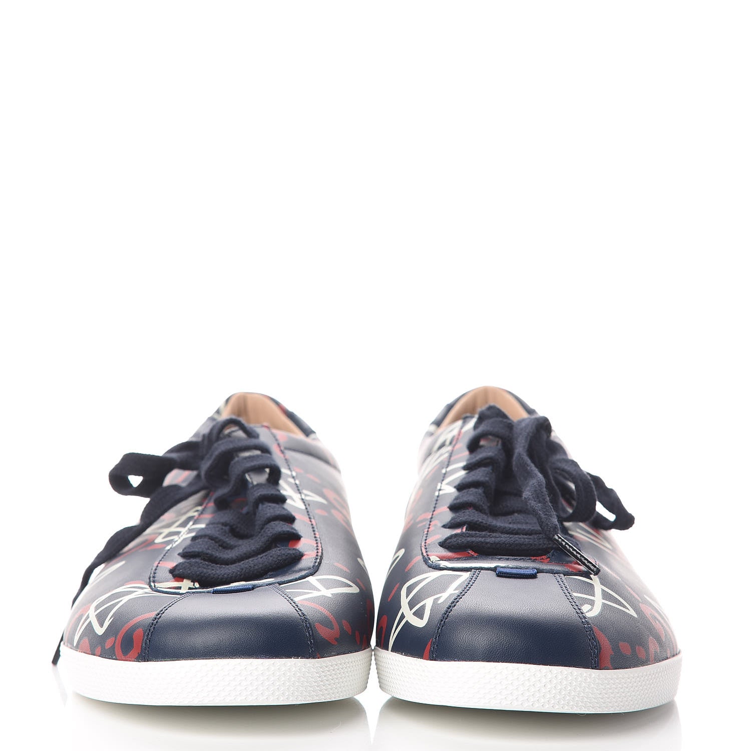 Gucci Calfskin GucciGhost Print Mens Low Top Sneakers 8 Blue Agata Hibiscus Red 2 of 8