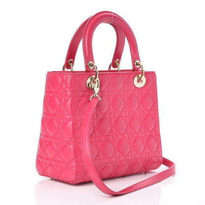 Christian Dior Lambskin Cannage Medium Lady Dior Pink 3 of 13