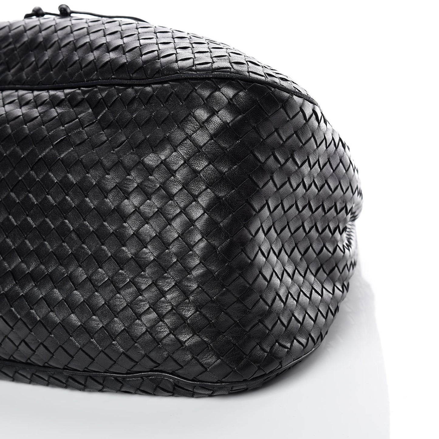 Nappa Intrecciato Drawstring Hobo Bag Black