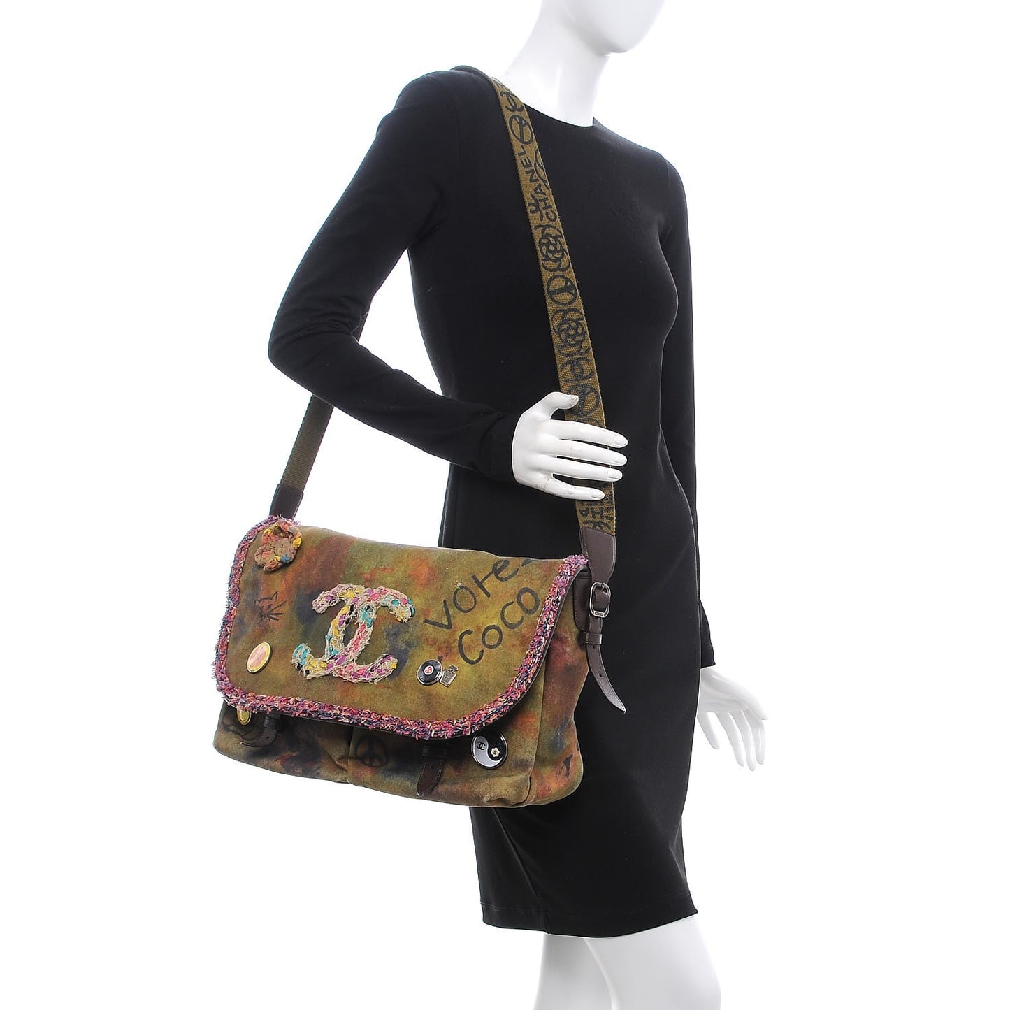 Washed Toile Large Graffiti On The Pavements Messenger Khaki Multicolor
