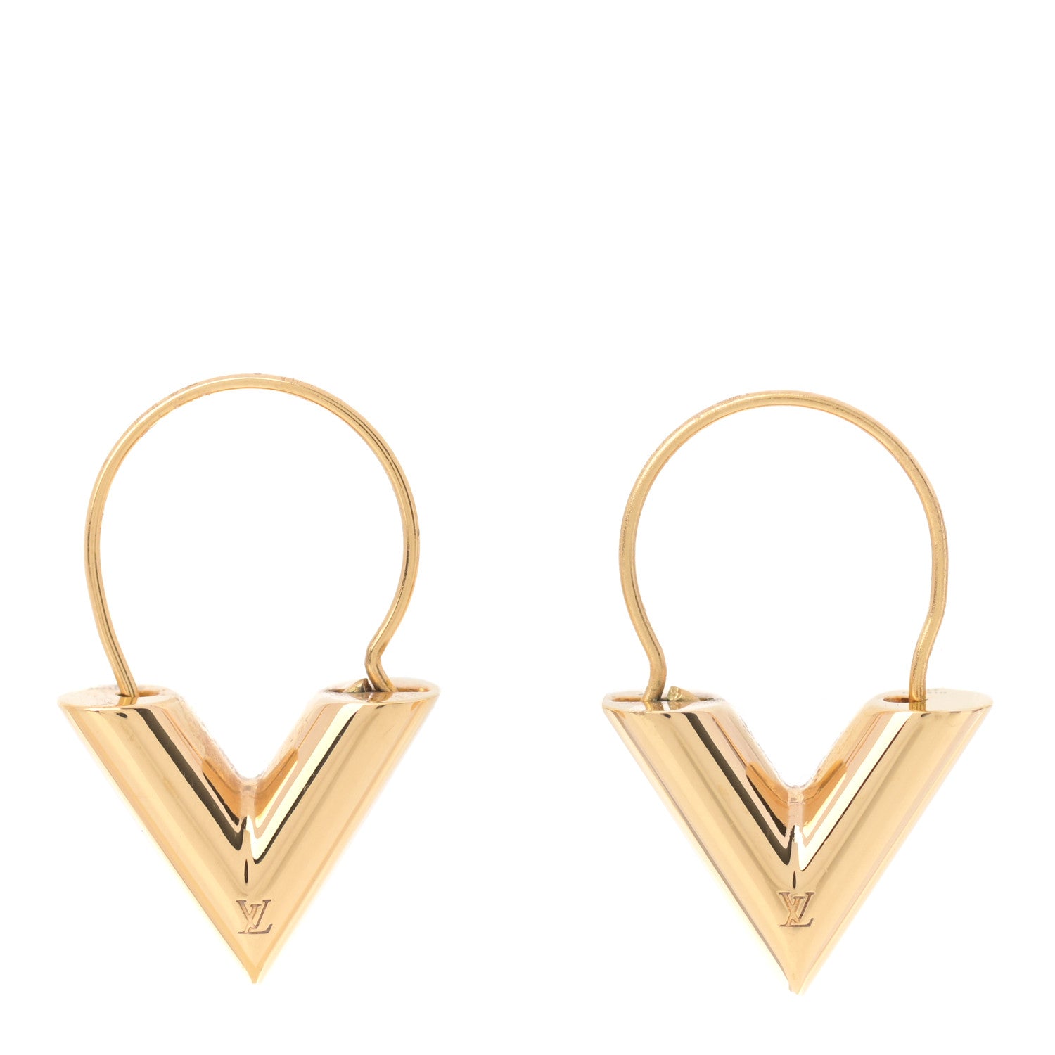 Louis Vuitton Brass Essential V Hoop Earrings Gold 1 of 3