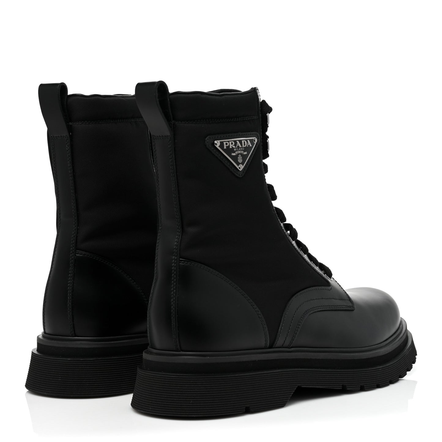 Spazzolato Rois Re-Nylon Metal Triangle Logo Mens 40mm Combat Boots 6 Black