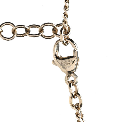 Chanel Pearl Crystal CC Heart Necklace Gold Pearly White Black 5 of 5