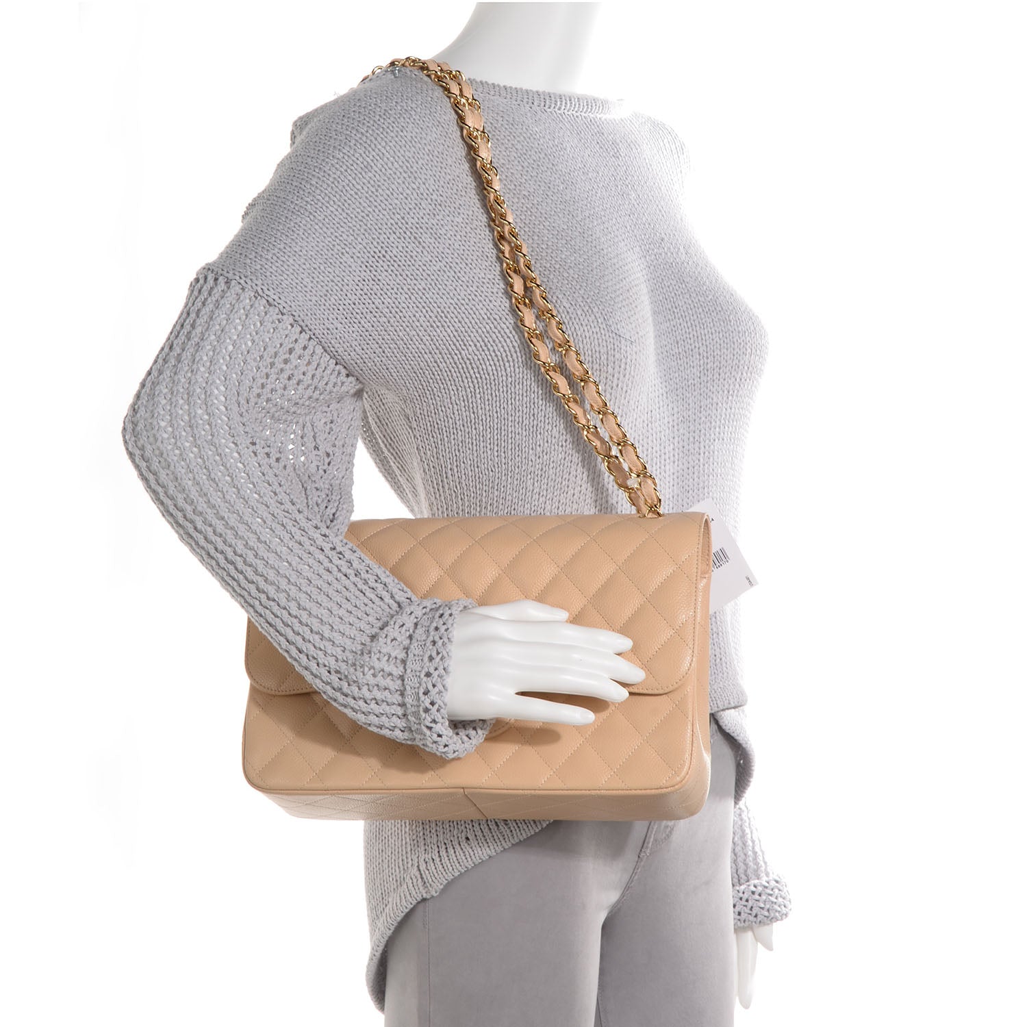 Chanel Caviar Jumbo Double Flap Beige Clair 2 of 8