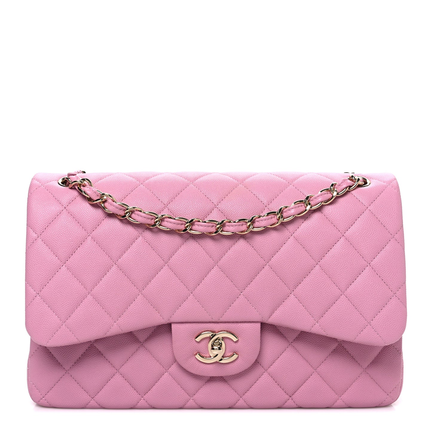 Caviar Quilted Jumbo Double Flap Pink