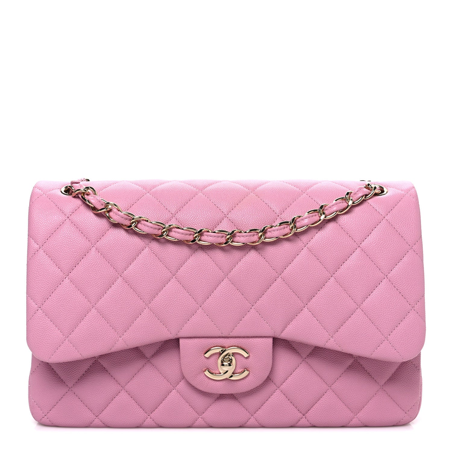 Chanel Caviar Quilted Jumbo Double Flap Pink 1 of 11