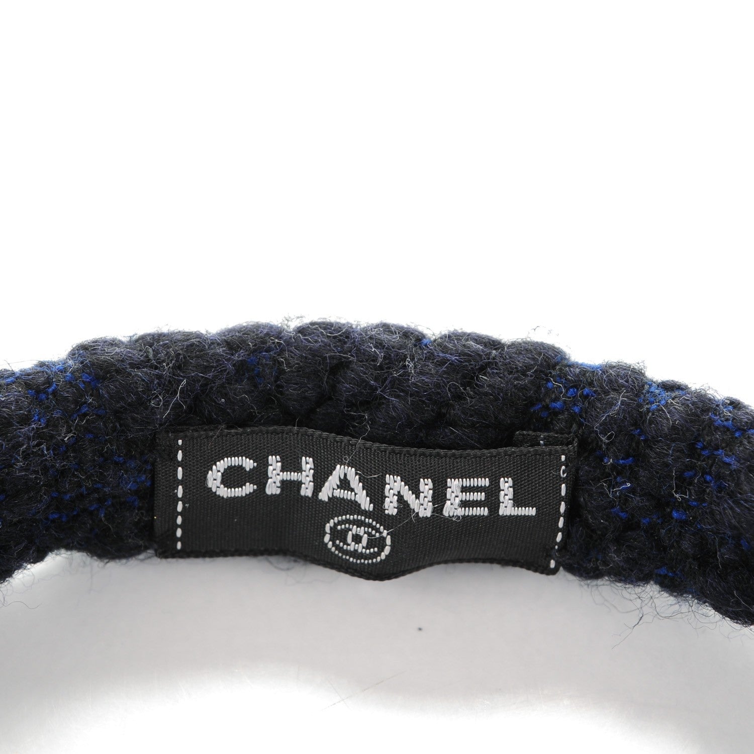 Chanel Rabbit Fur Tweed CC Earmuffs Blue Black 6 of 6