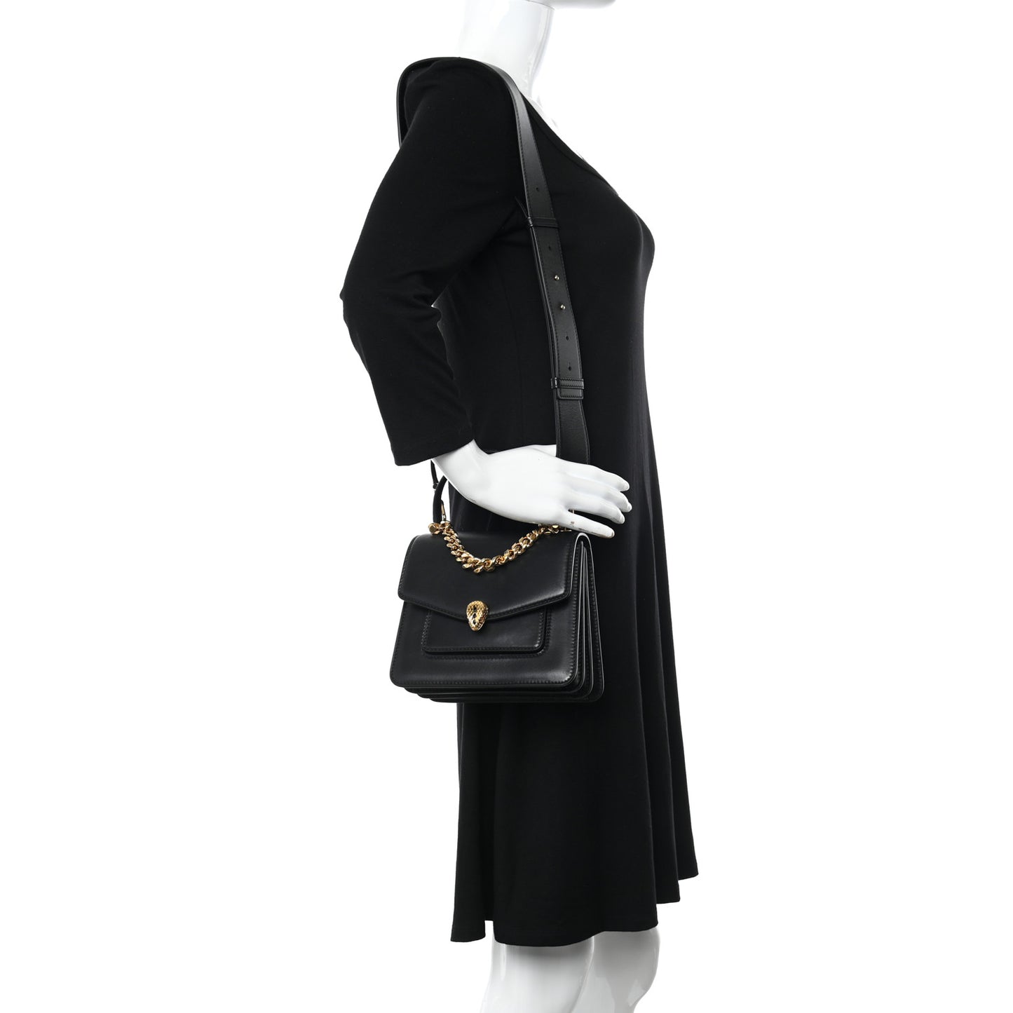 Nappa Serpenti Forever Small Maxi Chain Top Handle Bag Black