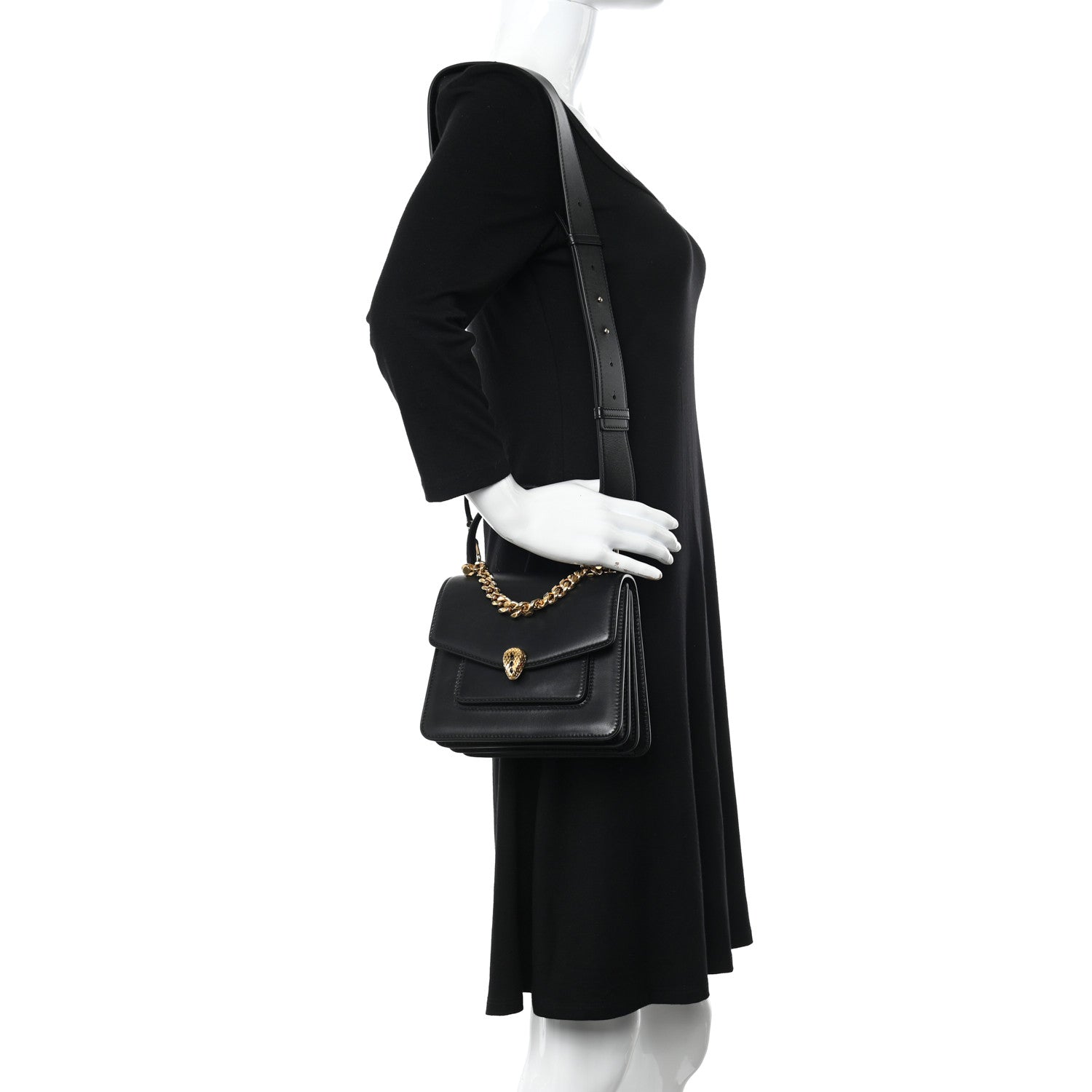 Bulgari Nappa Serpenti Forever Small Maxi Chain Top Handle Bag Black 2 of 10
