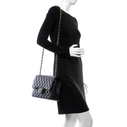 Chanel Caviar Quilted Jumbo Double Flap Black 2 of 9
