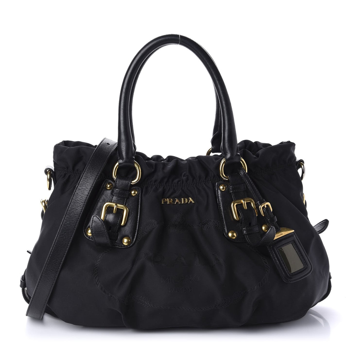 Tessuto Nylon Jacquard Logo Tote Black