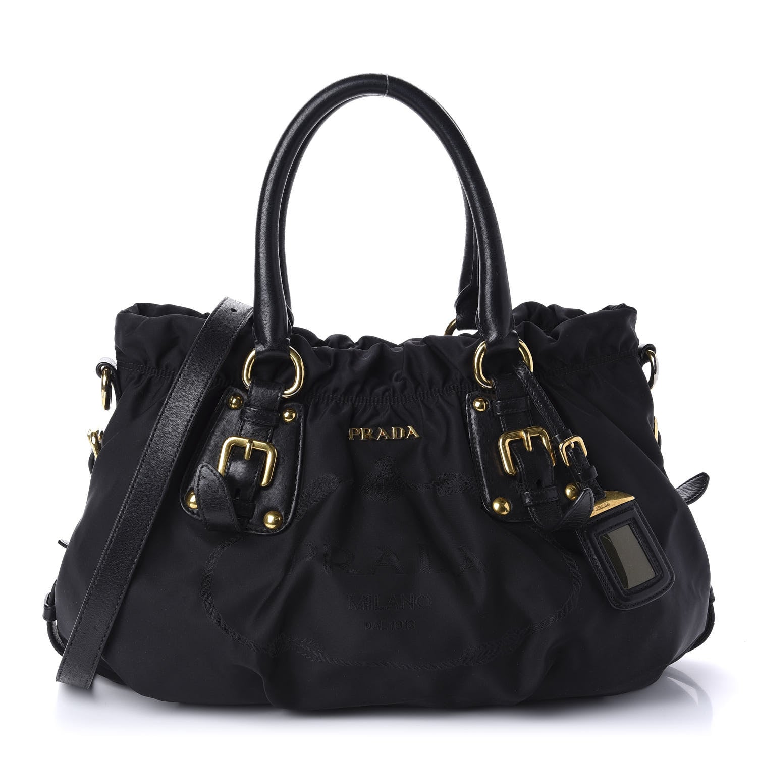 Prada Tessuto Nylon Jacquard Logo Tote Black 1 of 10